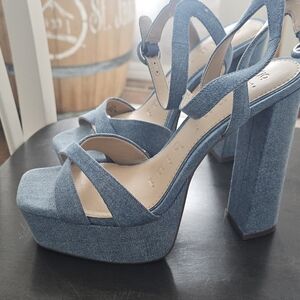 Denim Platform Heels GIANNA BINI BLUE JEAN HEELS SZ 9.5 NEW